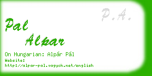 pal alpar business card