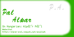 pal alpar business card